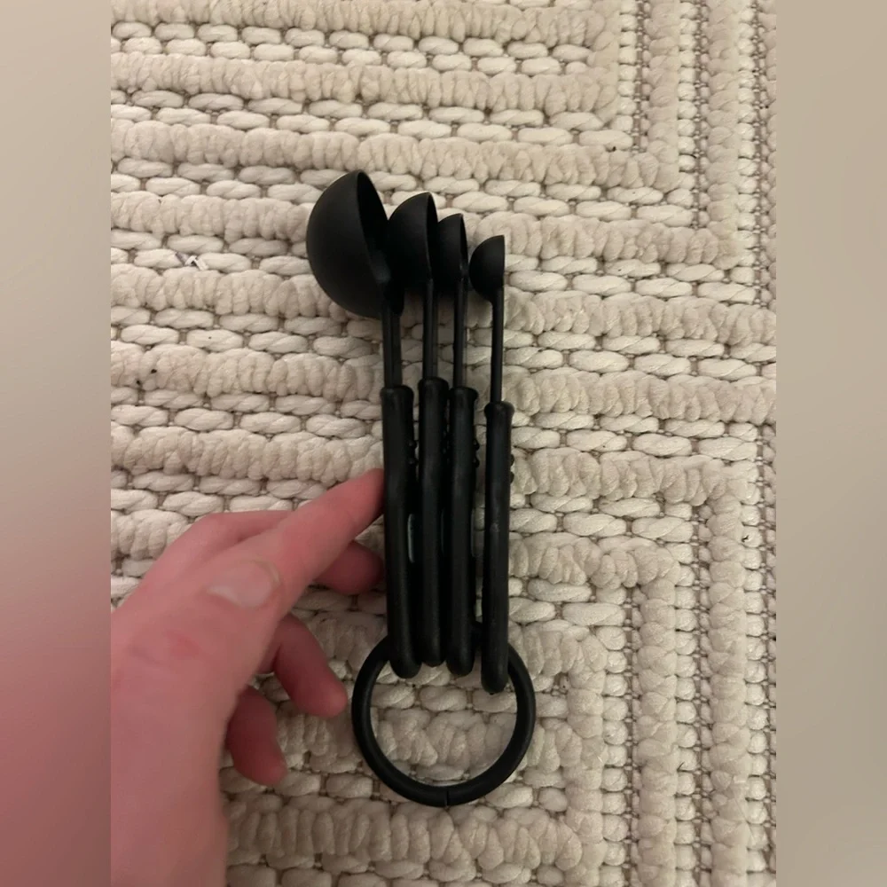 Black Measuring Cups: 1 Tbsp, 1 Tsp, 1/2 Tsp, 1/4 Tap Perfect for Cooking Baking